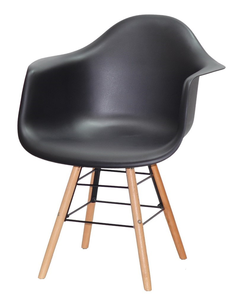 Крісло Leon Q чорний 04, дерев'яні букові ніжки з посиленими перемичками Eames DAW armchair, в стилі лофт