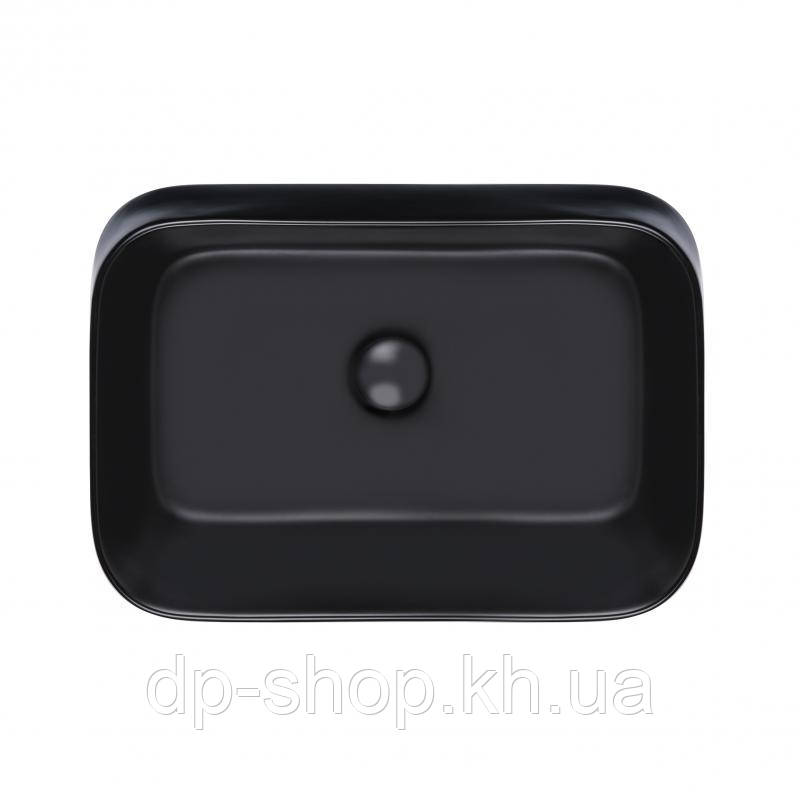 Раковина-чаша Qtap Scorpio 550х390х120 Matt black з донним клапаном QT14112243MB, фото 1