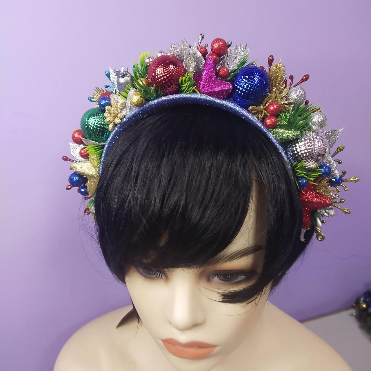 Розкішний 3D новорічний обруч ялинка іграшка новорічний вінок 1 шт, фото 1