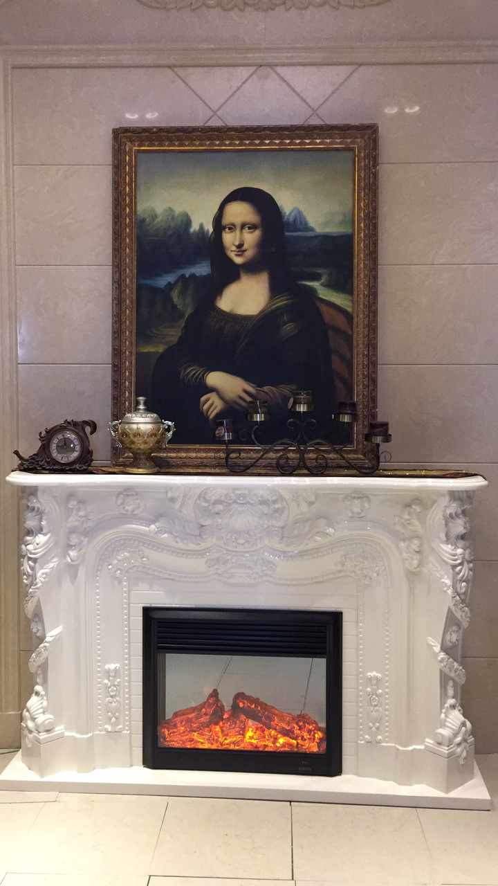 Камін електричний  дерев'яний білий бароко VA 269