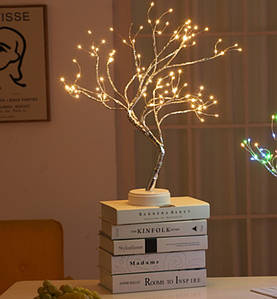 Світлодіодне дерево гірлянда роса 50см, НАСІЛЬНИЙ декоративний нічник дерево світиться теплий білий