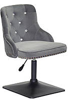 Стілець Olimp SV 4 BK — Base сірий 1004 велюр зі стразами Swarovski, на чорній квадратній опорі, фото 5