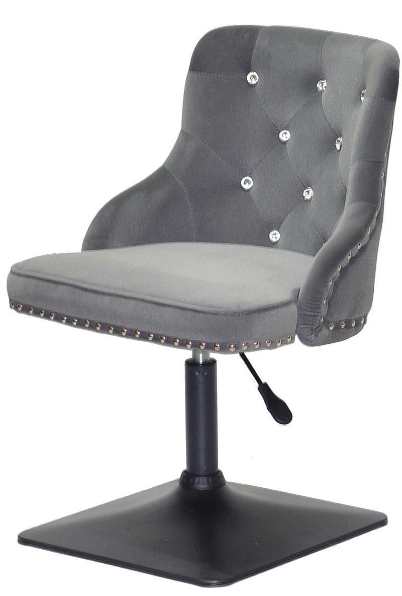 Стілець Olimp SV 4 BK — Base сірий 1004 велюр зі стразами Swarovski, на чорній квадратній опорі, фото 1