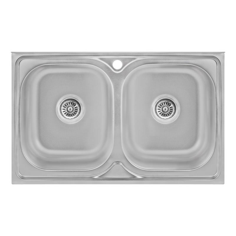 Кухонна мийка з двома чашамиLidz 5080 0,8 мм Decor (LIDZ5080DEC08)