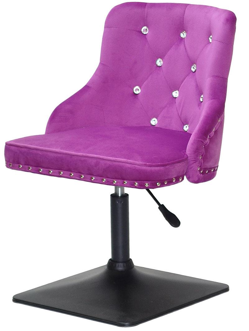 Стілець Olimp SV 4 BK — Base бузковий 1022 велюр зі стразами Swarovski, на чорній квадратній опорі, фото 1