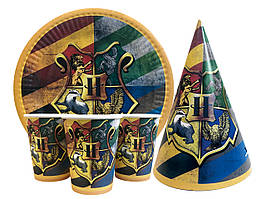 Набір для дитячого дня народження "Гаррі Поттер" Тарілки -10 шт Стаканчики - 10 шт Ковпачки - 10 шт