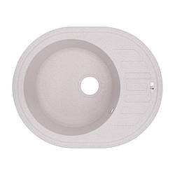 Кухонна мийка гранітна овальна 62х50 см з крилом Lidz 620x500/200 COL-06 Світло-Бежевий