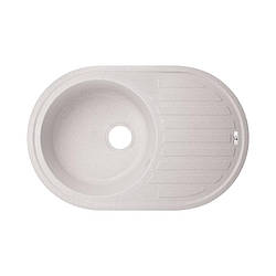 Кухонна мийка овальна 78х50 см з крилом гранітна Lidz 780x500/200 COL-06 Світло-Бежевий