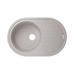 Кухонна мийка овальна 78х50 см з крилом гранітна Lidz 780x500/200 GRA-09 Сірий
