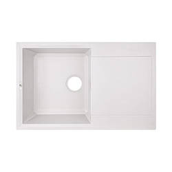 Кухонна мийка прямокутна 79х50 см з крилом гранітна Lidz 790x495/230 WHI-01 Білий