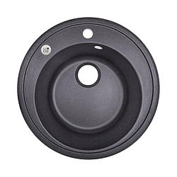 Кухонна мийка гранітна кругла Lidz D510/200 BLA-03 Чорний матовий