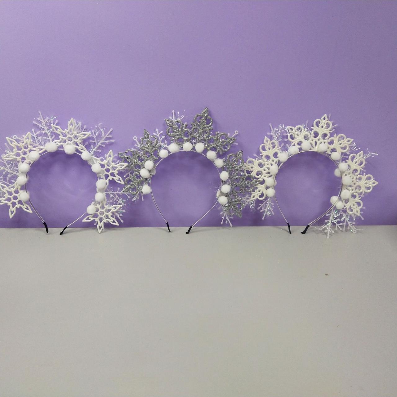 Дитяча новорічна корона обруч сніжинка 1 шт, фото 1