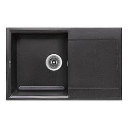 Кухонна мийка прямокутна 79х50 см з крилом гранітна Lidz 790x495/230 GRF-13 Графіт