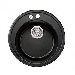 Кухонна мийка гранітна кругла Lidz D510/200 BLM-14 Чорний матовий