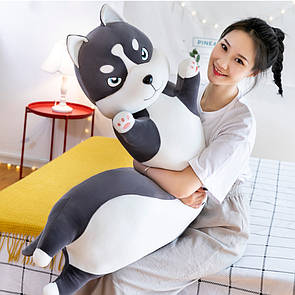 Іграшка подушка обіймашка хаскі (130 см) сірий довгий 2 в 1 tai0185