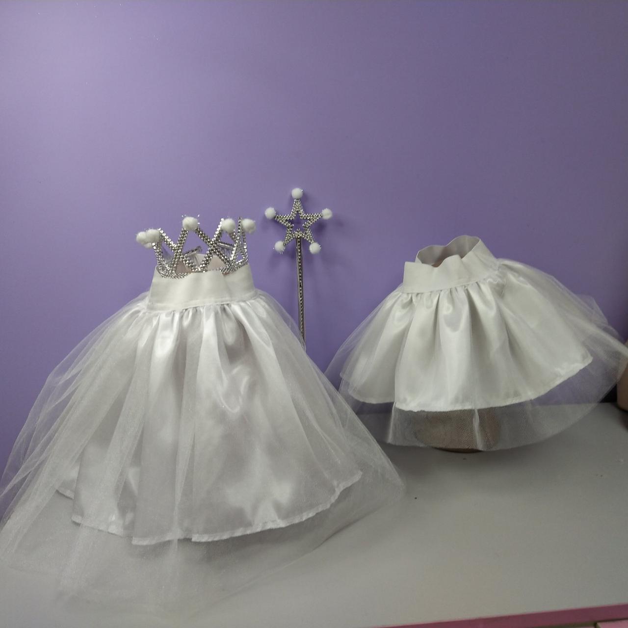 Костюм новорічний сніжинка 1-8 років спідниця біла фатинова та обруч сніжинка з чарівною паличкою 1 шт, фото 1