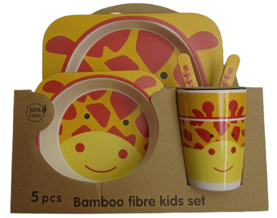 Набір дитячого посуду антибактеріальний жираф, фото 1