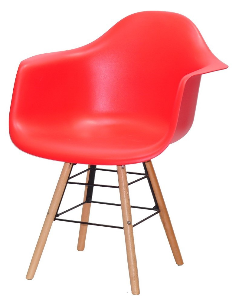 Крісло Leon Q червоний 05, дерев'яні букові ніжки з посиленими перемичками Eames DAW armchair, в стилі лофт