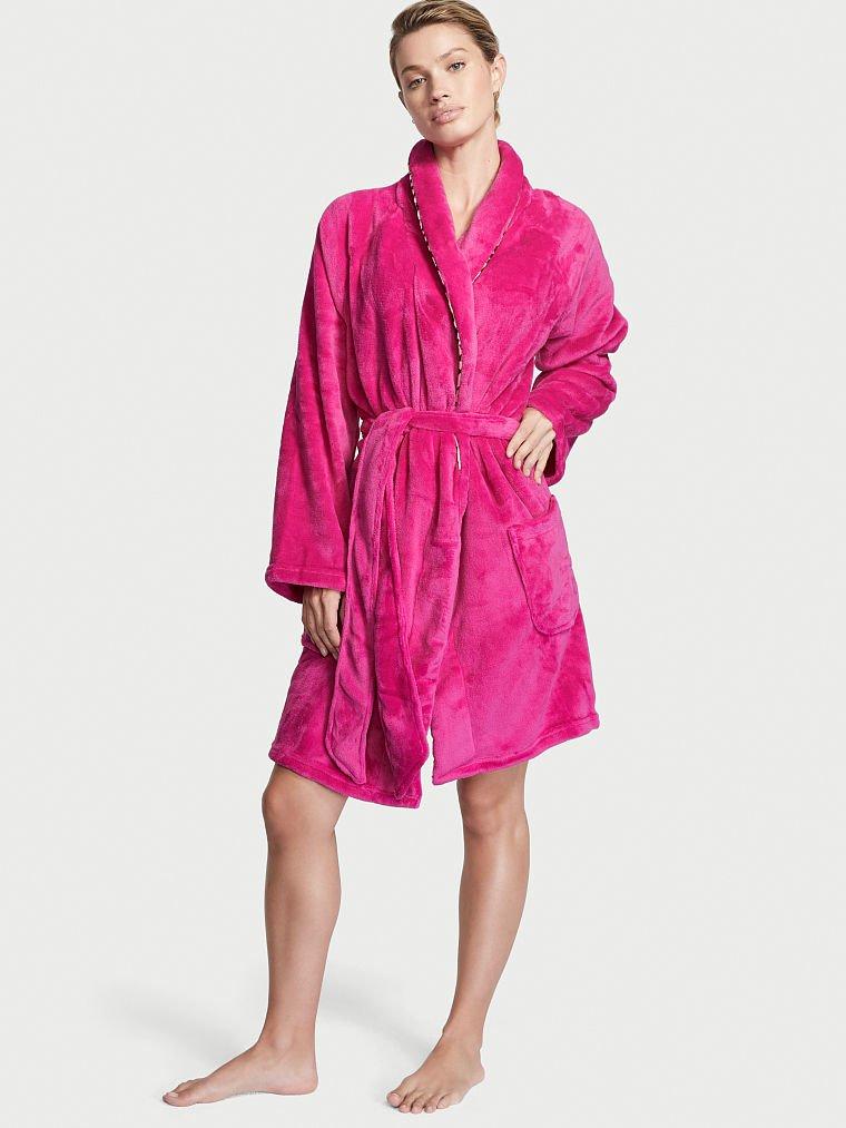 Плюшевий Халат Victoria's Secret Cozy Plush Short Robe, Малиновий