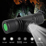 Налобний ліхтар BORUiT D20 із зумом + АКУМУЛЯТОР (6000k, XPG led, USB Type-C, 18650, ЗУМ), фото 3