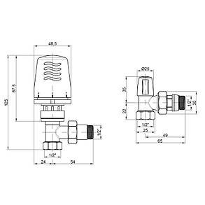 Термокомплект Icma 1/2" з антипротечкой кутовий №KIT_1100+774-940+805-940, фото 2