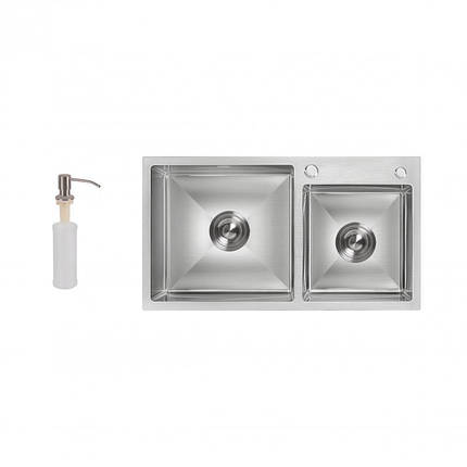Набір 2 в 1 Lidz кухонна мийка H7843 3.0/1.0 мм Brush + дозатор для миючого засобу, фото 2