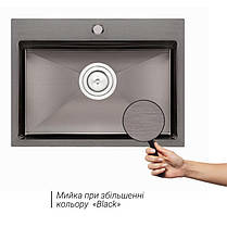 Кухонна мийка Qtap D5843BL 2.7/1.0 мм (QTD5843BLPVD10), фото 3