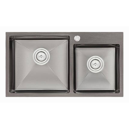 Кухонна мийка Qtap S7843BL 2.7/1.0 мм (QTS7843BRPVD10), фото 2