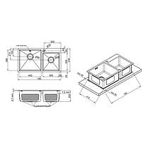 Кухонна мийка Qtap S7843BL 2.7/1.0 мм (QTS7843BRPVD10), фото 2