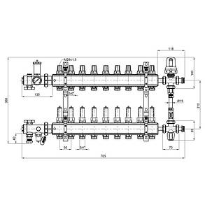 Колекторна група Icma 1" 9 виходів, з витратоміром №K0111, фото 2