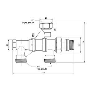 Кран радіаторний комбінований Icma 1/2"х3/4",нижнє підключення №877, фото 2