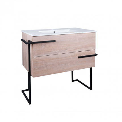 Комплект Qtap Taurus 800х800х437 Whitish oak тумба підлогова + раковина врізна QT2471TNT803WO, фото 2