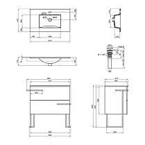 Комплект Qtap Taurus 800х800х437 Whitish oak тумба підлогова + раковина врізна QT2471TNT803WO, фото 2