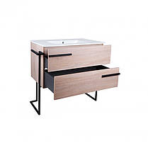 Комплект Qtap Taurus 800х800х437 Whitish oak тумба підлогова + раковина врізна QT2471TNT803WO, фото 3