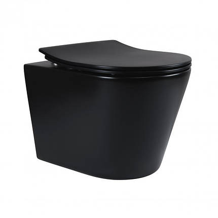 Унітаз підвісний Qtap Scorpio безободковый з сидінням Slim Soft-close QT1433053ERMB, фото 2