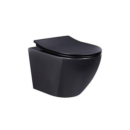 Унітаз підвісний Qtap Robin безободковый з сидінням Slim Soft-close QT1333046ERMB, фото 2