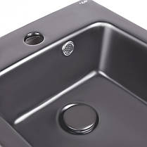 Підвісна Раковина моноблок Qtap Tern 370х410х400 Matt black з донним клапаном QT1711G808MB, фото 3