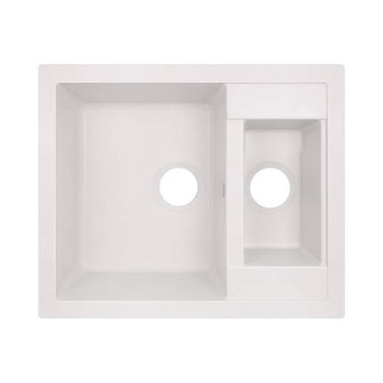 Кухонна мийка з додатковою чашею Lidz 615x500/200 WHI-01 (LIDZWHI01615500200), фото 2