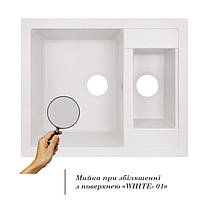 Кухонна мийка з додатковою чашею Lidz 615x500/200 WHI-01 (LIDZWHI01615500200), фото 3
