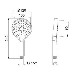 Лійка для ручного душу Qtap Rucni 120 мм округла QTRUCA115O3KCW Chrome, фото 2