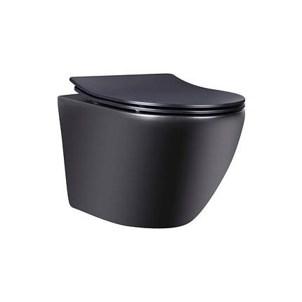 Унітаз підвісний Qtap Robin безободковый з сидінням Slim Soft-close QT1333046ENRMB, фото 2