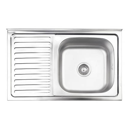 Кухонна мийка Lidz 5080-R 0,8 мм Satin (LIDZ5080RSAT8), фото 2
