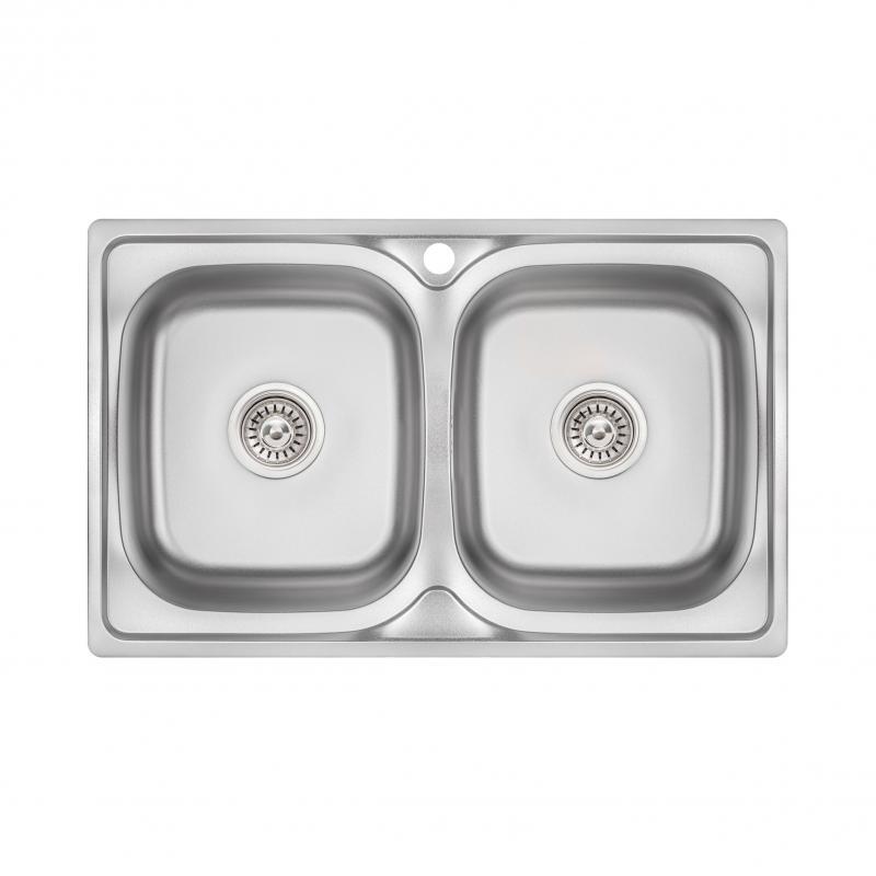Кухонна мийка з двома чашами Lidz 7948 0,8 мм Micro Decor (LIDZ7948MDEC08)