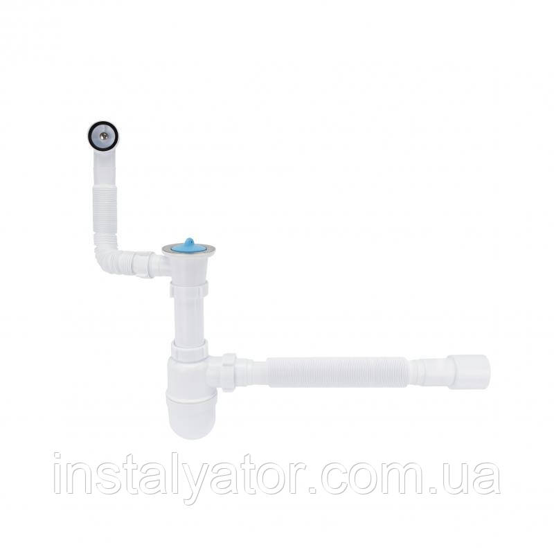 Сифон для раковини Lidz (WHI) 60 08 E004 00 з круглим переливом (вихід 50 мм)