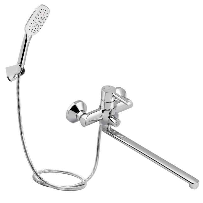 Смеситель для ванны Qtap Grand с поворотным изливом (c душевым гарнитуром) QTGRACRM005 Chrome, фото 1