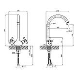 Змішувач для кухні Lidz Lamb 278F двохвентильний LDLAM278FCRM35071 Chrome, фото 2
