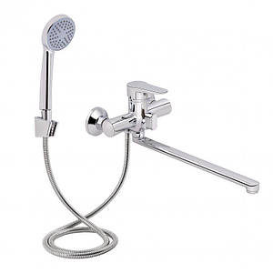Lidz Nicole 005 Змішувач для ванни Chrome (k35) з довгим поворотним виливом і душовим гарнітуром