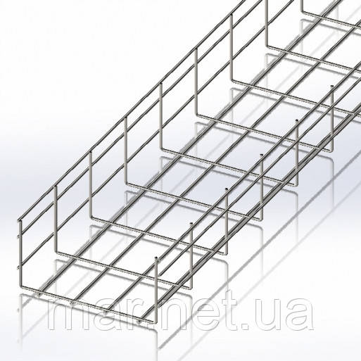 Сітчастий Лоток WBC 200х100мм, дріт D4 мм, білий цинк, 2,5 м, фото 1