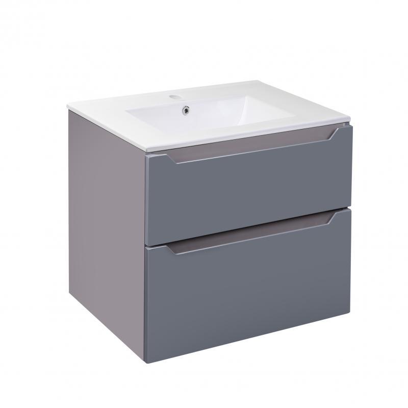 Комплект Qtap Scorpio 710х585х460 Graphite тумба підвісна + раковина врізна QT1472TPB7023070CG
