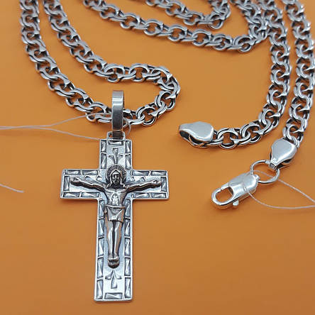 Срібний хрестик з ланцюжком на шию Срібло 925 проби, фото 2